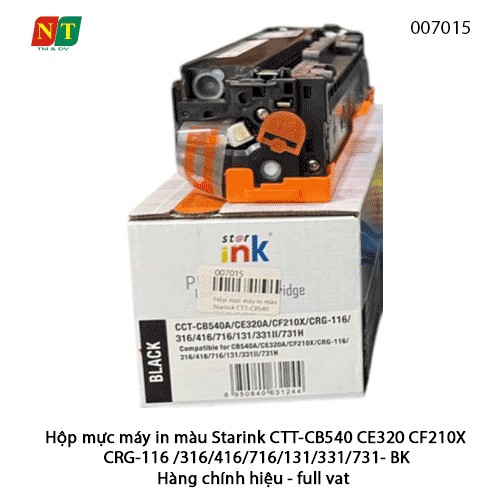 Hộp mực màu Starink BK (Đen) – CTT-CB540 / CE320 / CF210X – CRG-116/316/416/716/131/331/731- chính hiệu – Có lỗ đổ mực