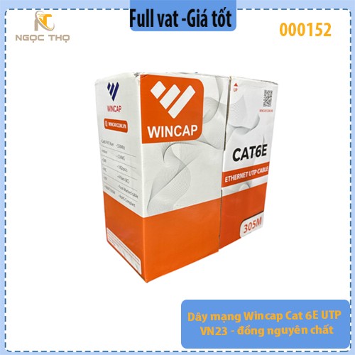Dây Mạng Wincap Cat 6E UTP VN23 – Đồng Nguyên Chất – 305M – Màu Xanh – Chính Hãng - ( giá tính theo cuộn = 305m