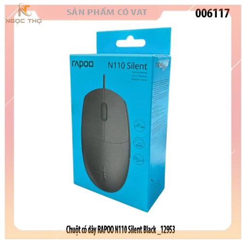 Chuột có dây RAPOO N110 Silent Black – Chuột siêu êm, bền bỉ, chính hãng, full VAT