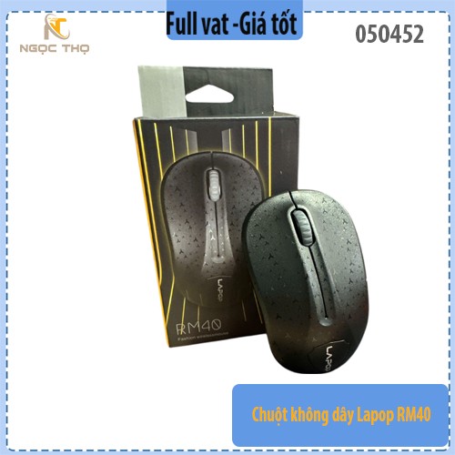 Chuột không dây LAPOP RM40 đen – 2.4GHz, 1000 DPI, 10m – Giá tốt – Full VAT – BH 24 tháng