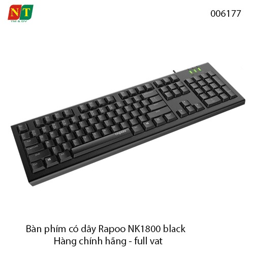 Bàn phím có dây Rapoo NK1800 (Đen) – Khắc laser chống phai – Hàng chính hãng – Full VAT