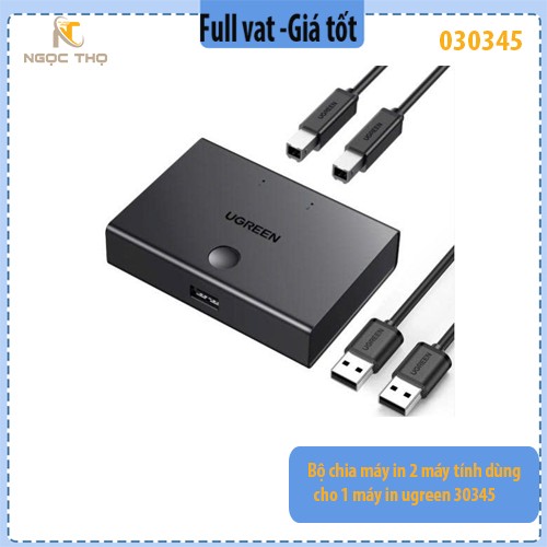 Bộ chia máy in Ugreen 30345 – USB 2.0 – 1 ra 2 hoặc 2 vào 1 – chia sẻ máy in, USB tiện lợi – chính hãng – full VAT