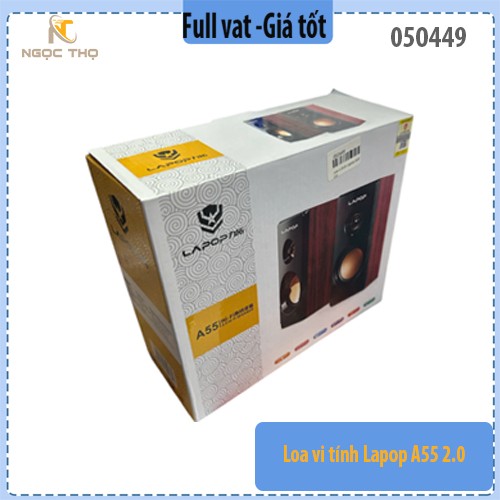Loa vi tính LAPOP A55 2.0 – USB cấp nguồn, jack 3.5mm – Âm thanh sống động – Hàng chính hiệu, Full vat