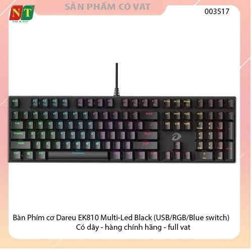 Bàn Phím cơ Dareu EK810 Multi-Led Black (USB/RGB/Blue switch) Có dây - hàng chính hãng - full vat