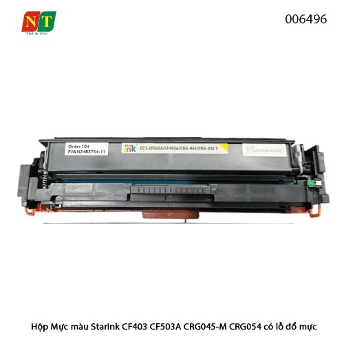 Hộp mực màu Starink CF403A / CF503A / CRG-045M / CRG-054M – Magenta – Chip 202A – Có lỗ đổ mực – Full VAT
