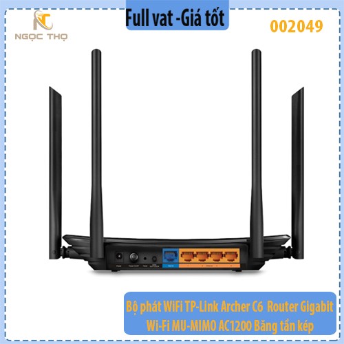 Bộ phát WiFi TP-Link Archer C6 – Router Gigabit Wi-Fi MU-MIMO AC1200 – Băng tần kép – Chính hãng Full VAT