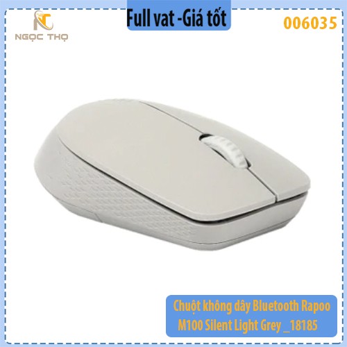 Chuột không dây Bluetooth Rapoo M100 Silent Light Grey – 2.4GHz + Bluetooth 4.0 – Silent Click – Hàng chính hãng