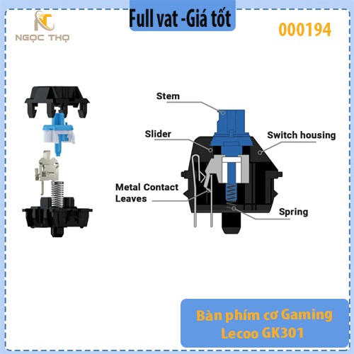 Bàn phím cơ Gaming Lecoo GK301 – Blue Switch – LED RGB – Gõ Cực Sướng – Full VAT