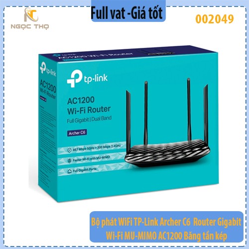 Bộ phát WiFi TP-Link Archer C6 – Router Gigabit Wi-Fi MU-MIMO AC1200 – Băng tần kép – Chính hãng Full VAT