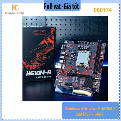 Mainboard Greatwall H610M‑A – LGA1700 – DDR4 2 khe (tối đa 64GB) – M.2 NVMe PCIe 3.0 x4 – PCIe 4.0 x16