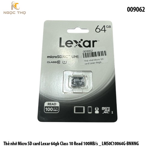 Thẻ nhớ MicroSD Lexar 64GB Class 10 – 100MB/s (LMS0C10064G-BNNNG) – Hàng chính hãng – Full VAT