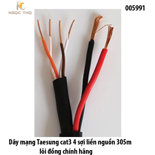 Dây mạng Taesung cat3 4 sợi liền nguồn - lõi đồng chính hãng - không nguyên cuộn - tính giá theo m