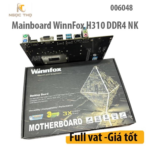 Mainboard WinnFox H310 DDR4 NK, Chipset Intel H310, Socket 1151, Hỗ trợ DDR4, VGA onboard (HDMI, D-Sub), Micro-ATX