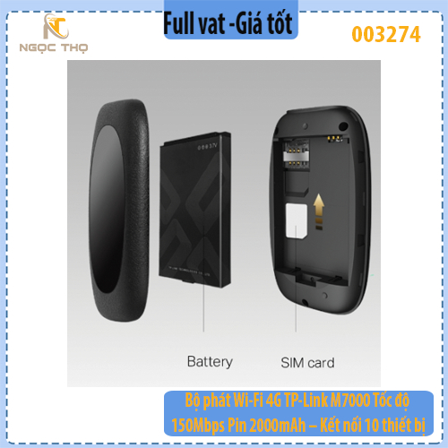 Bộ phát Wi-Fi Di Động 4G LTE TP-Link M7000 – 150Mbps – Pin 2000mAh - Hàng chính hãng – Full VAT