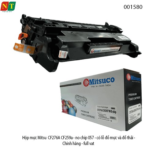 Hộp mực Mitsuco 76A CF276A CF259A Canon 057 – không chip – có lỗ đổ mực & xả thải – hàng mới 100% – full VAT