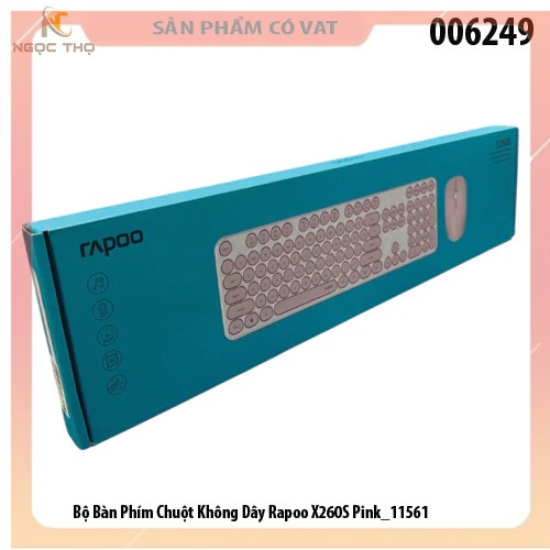BỘ BÀN PHÍM CHUỘT KHÔNG DÂY RAPOO X260S - PINK - hàng chính hãng - full vat