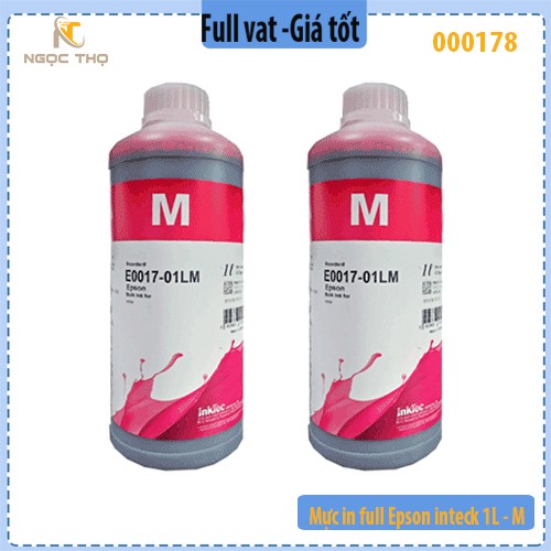 Mực in full InTeck 1L – Màu đỏ - M - dùng cho máy in phun Epson - Chính hiệu - Full vat