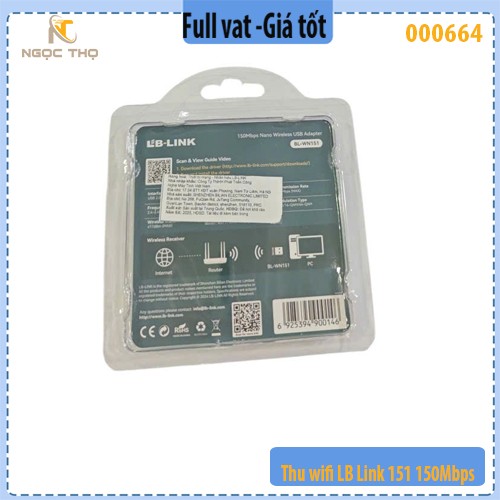 USB Thu WiFi LB-LINK BL-WN151 Nano – Chuẩn N 150Mbps – Chính hiệu – Full VAT