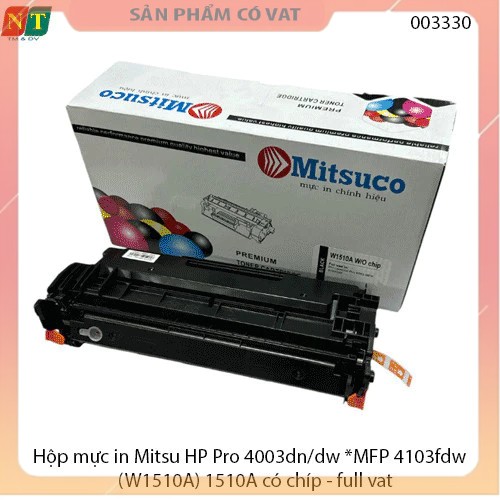 Hộp mực in Mitsu HP Pro 4003dn/dw *MFP 4103fdw (W1510A) 510A có chíp - full vat