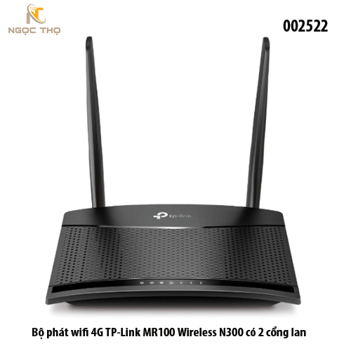Bộ Phát WiFi 4G LTE TP-Link TL-MR100 – Router WiFi 300Mbps – Khe Cắm SIM 3G/4G – 2 Ăng-ten Ngoài – Hỗ Trợ 32 Thiết Bị