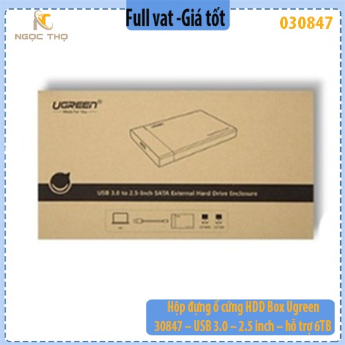 Hộp đựng ổ cứng UGREEN 30847 – USB 3.0 – 2.5" SATA, hỗ trợ 6TB, UASP – Chính hãng – Full VAT