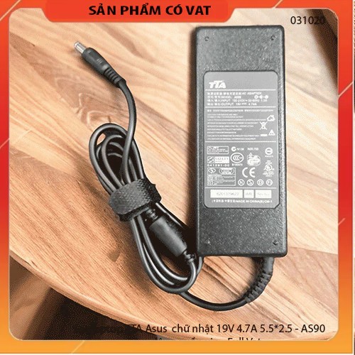Sạc laptop  Asus chữ nhật 19V 4.7A 5.5*2.5 TTA - AS90 - kèm dây nguồn xịn