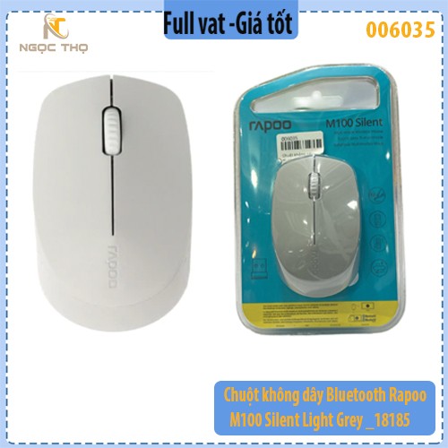 Chuột không dây Bluetooth Rapoo M100 Silent Light Grey – 2.4GHz + Bluetooth 4.0 – Silent Click – Hàng chính hãng