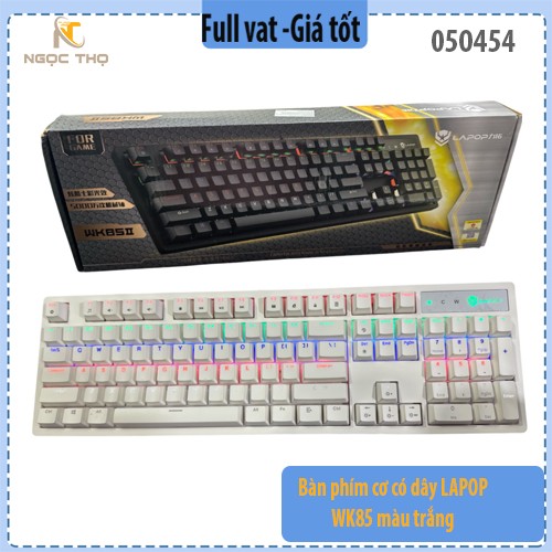 Bàn phím cơ có dây LAPOP WK85 màu trắng - phím cơ fullsize 104 phím– chính hiệu, full VAT