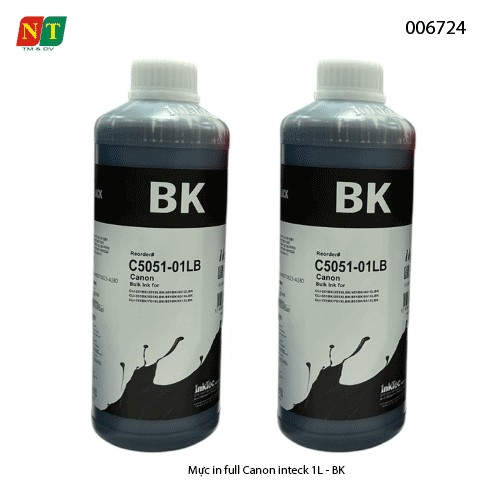 Mực in full inteck đen 1L – BK (Black) dùng cho máy in phun Canon / Brother – Mực nước (dye) – Hàng chính hiệu inteck