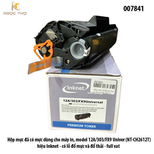 Hộp Mực Inknet 12A – Model 12A / 303 / FX9 – Dùng Cho HP 1010 / 1012 – Có Lỗ Đổ Mực & Xả Thải – Chính Hiệu – Full VAT