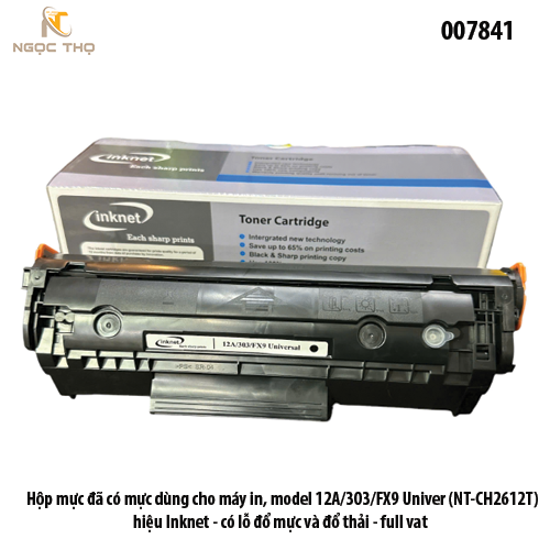 Hộp Mực Inknet 12A – Model 12A / 303 / FX9 – Dùng Cho HP 1010 / 1012 – Có Lỗ Đổ Mực & Xả Thải – Chính Hiệu – Full VAT