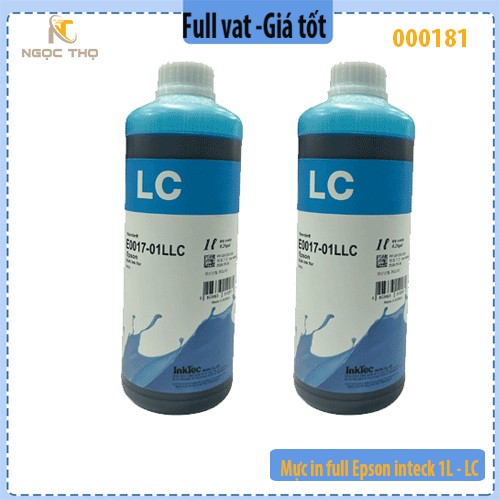Mực in full InTeck 1L – Màu xanh nhạt - LC - dùng cho máy in phun Epson - Chính hiệu Inteck- Full vat