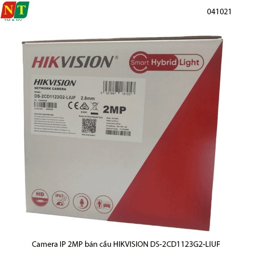 Camera IP Hikvision DS-2CD1123G2-LIUF – Dome 2MP Full HD – Poe - Smart Hybrid Light có màu ban đêm – Tích Hợp Micro