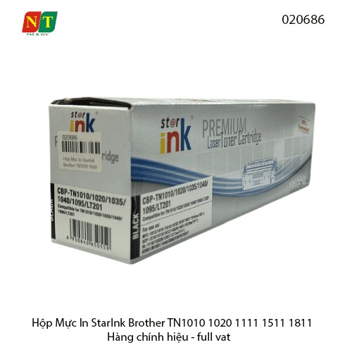 Hộp Mực In StarInk Brother TN1010 / 1020 / 1035 / 1040 / 1095 / LT201 – Chính Hiệu – Có Lỗ Đổ Mực – Full VAT