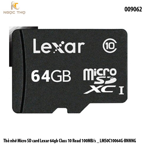 Thẻ nhớ MicroSD Lexar 64GB Class 10 – 100MB/s (LMS0C10064G-BNNNG) – Hàng chính hãng – Full VAT
