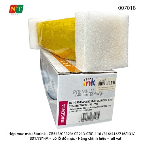 Hộp Mực Màu Starink CB543 / CE323 / CF213 – CRG-116 / 316 / 416 / 716 / 131 / 331 / 731 (Magenta) – Có Lỗ Đổ Mực