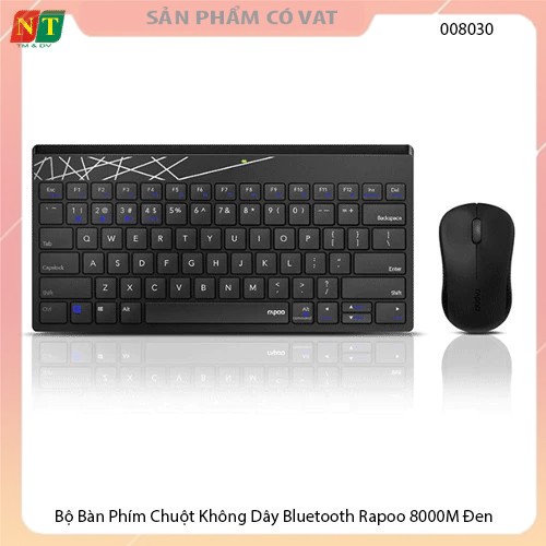 Bộ Bàn Phím Chuột Không Dây Bluetooth Rapoo 8000M Đen - 18726 - Hàng chính hãng