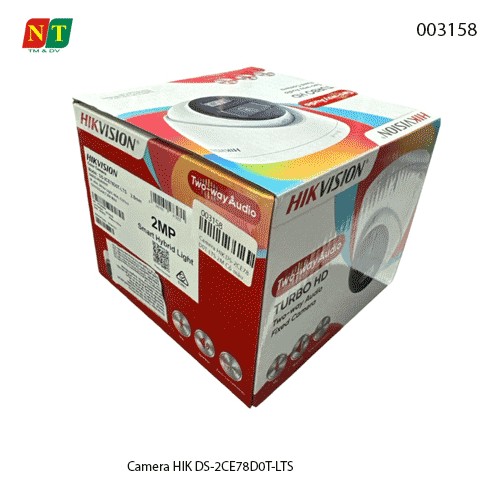 Camera HIKVISION DS-2CE78D0T-LTS 2MP – Có màu ban đêm – Mic & loa – Hồng ngoại 40m – Chính hãng – Full VAT