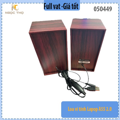 Loa vi tính LAPOP A55 2.0 – USB cấp nguồn, jack 3.5mm – Âm thanh sống động – Hàng chính hiệu, Full vat