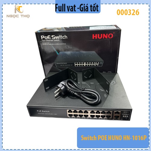 Chia mạng PoE HUNO HN-1016P – 16 Cổng PoE – Switch PoE cho Camera & AP – Hàng chính hãng – Full VAT