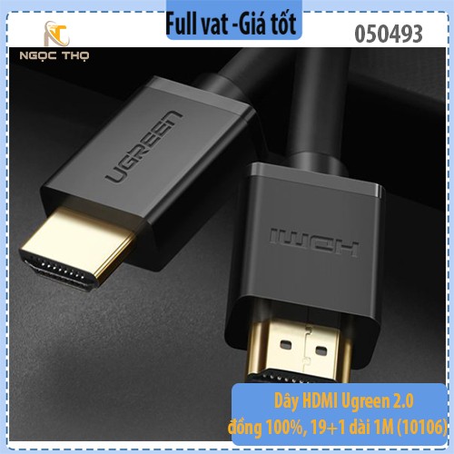 Dây HDMI Ugreen 2.0 Đồng 100%, 19+1 Dài 1M (10106) – Chính Hãng, Hỗ Trợ 4K, Chất Lượng Đỉnh Cao