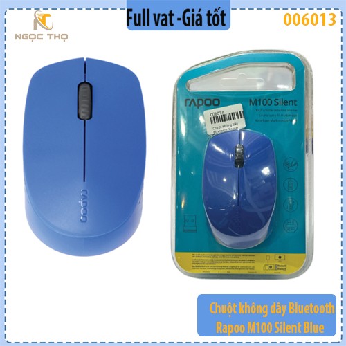 Chuột không dây Bluetooth Rapoo M100 Silent Blue – 2.4GHz + Bluetooth 4.0 – Silent Click – Hàng chính hãng – Full VAT