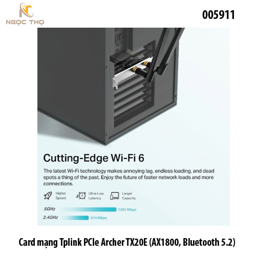 Card mạng PCIe TP-Link Archer TX20E – Wi-Fi 6 AX1800 + Bluetooth 5.2 - 2 ăng-ten High-Gain • Chính hãng • Full VAT