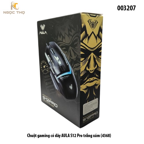 Chuột Gaming Có Dây AULA S12 Pro Trắng Xám (4368) – LED RGB – DPI 12800 – Chính Hãng – Full VAT