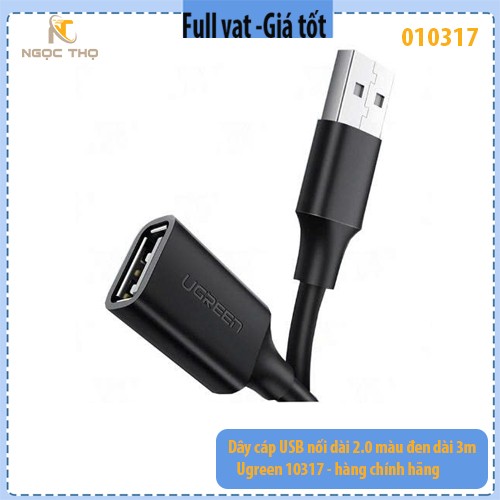 Cáp USB nối dài 2.0 Ugreen 10317 – dài 3m – tốc độ 480Mbps – chính hãng – full VAT