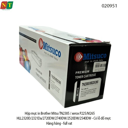 Hộp mực Brother Mitsuco TN-2385 / TN-2325 – Dùng cho HL-L2320D, DCP-L2540DW, MFC-L2700DW – Chính hiệu – Full VAT