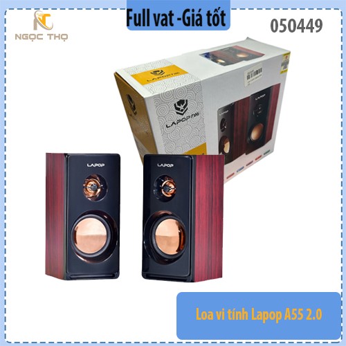 Loa vi tính LAPOP A55 2.0 – USB cấp nguồn, jack 3.5mm – Âm thanh sống động – Hàng chính hiệu, Full vat