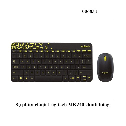 Bộ Phím Chuột Logitech MK240 Không Dây – Đen lục nhạt - Thiết Kế Nhỏ Gọn – Chính Hãng – Full VAT