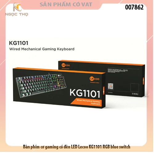 Bàn phím cơ gaming có đèn LED Lecoo KG1101 RGB blue switch - hàng chính hãng - full vat