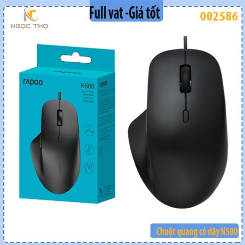 Chuột quang có dây N500 – Công thái học cho tay lớn – 4 mức DPI – Nút tiến / lùi tiện dụng - chính hãng - full vat